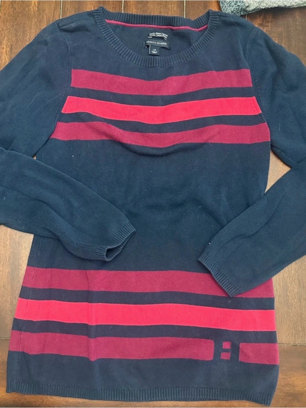 Tommy Hilfiger Black and Red Crewneck Sweater